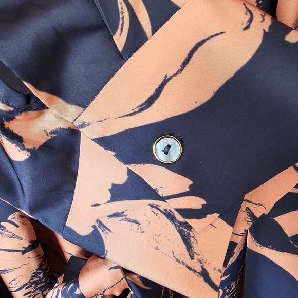 Pari Passu Tammy Reiss Floral Print Belted Shirt Dress Size D4/18 Office Siren - Picture 9 of 15